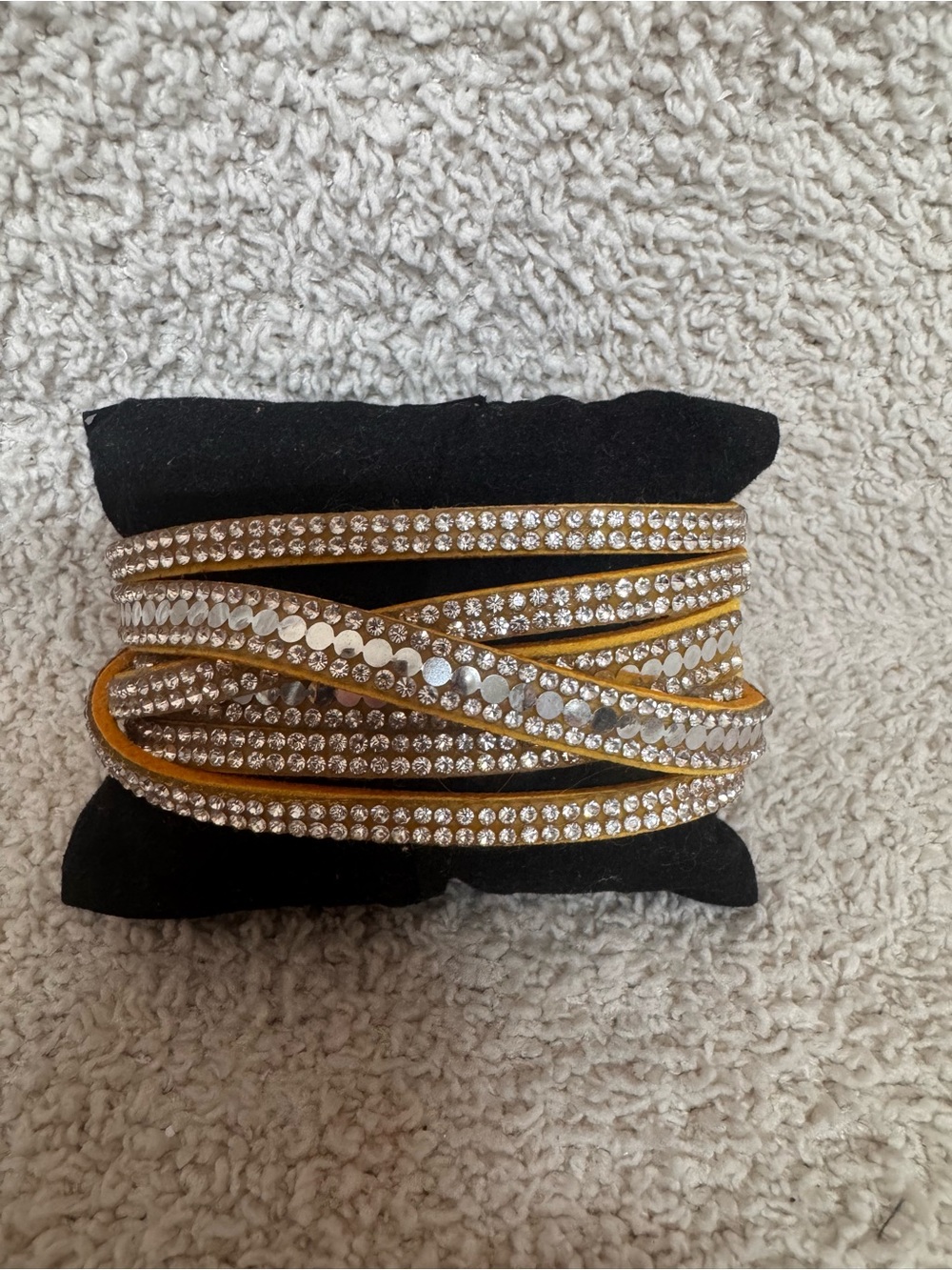 Paparazzi Yellow Wrap Bracelet with Clear Stones